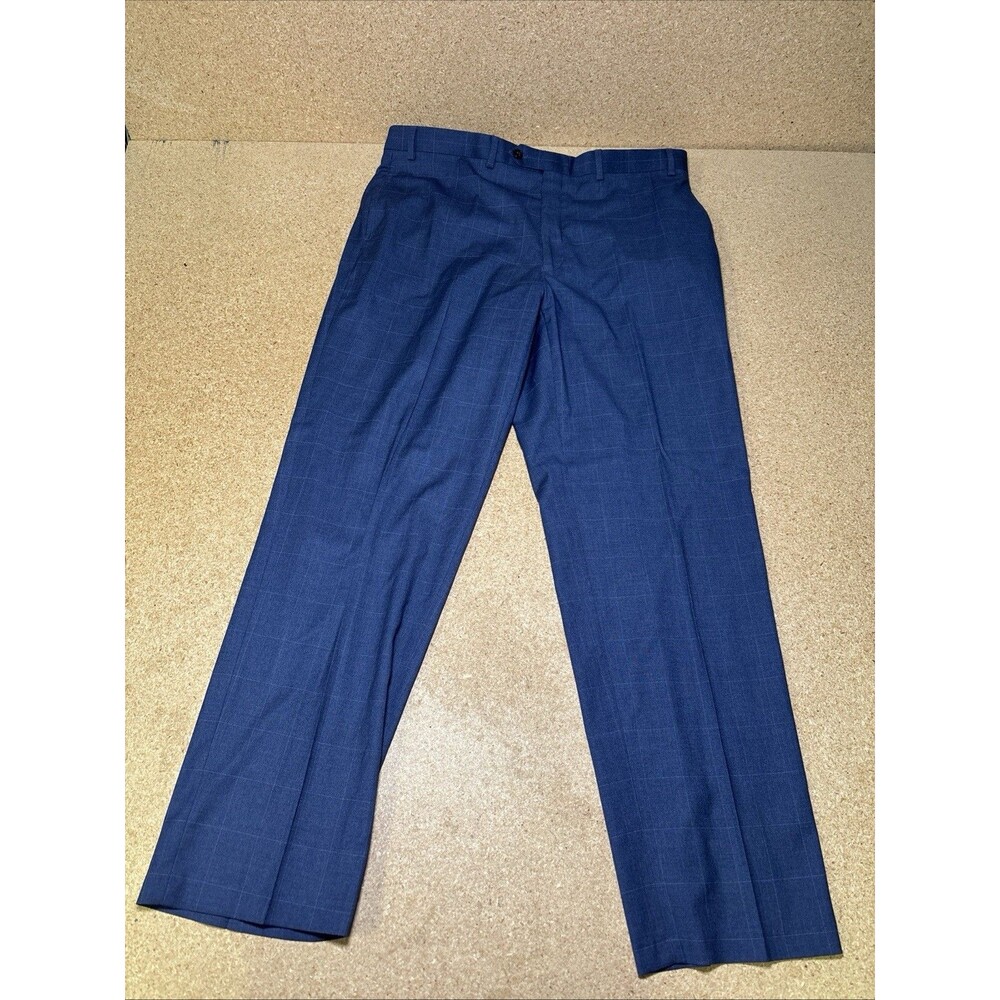Ralph Lauren Mens Blue Plaid Trousers 38W 32L G2